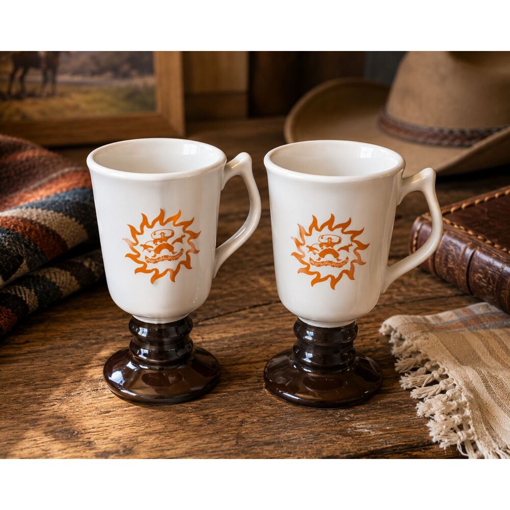 VTG Hall Irish Coffee Footed Mugs – Loews Hotels – WST Gaucho Cowboy – Set of 2